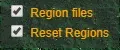 Region file grid overlaid on a forested stretch of the map, with two named region tiles, r.0.1.7rg and r.0.0.7rg, outlined