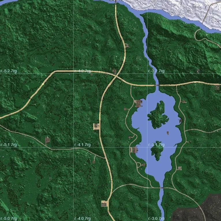 Animation of the region grid over a forest and lake, with regions being toggled for reset