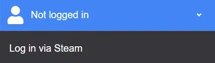 ClaimCreator login menu showing “Not logged in” with a “Log in via Steam” option
